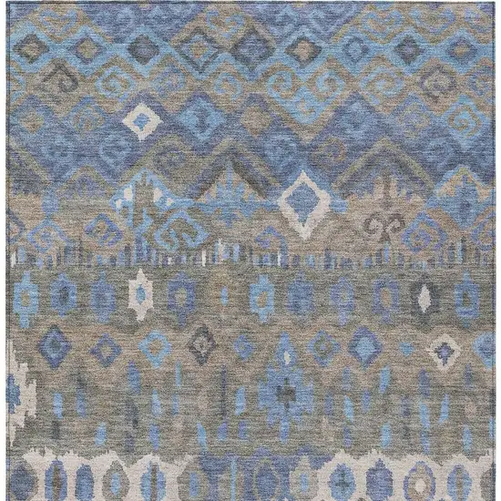 Denim Blue Gray And Ivory Geometric Washable Indoor Outdoor Area Rug Photo 7