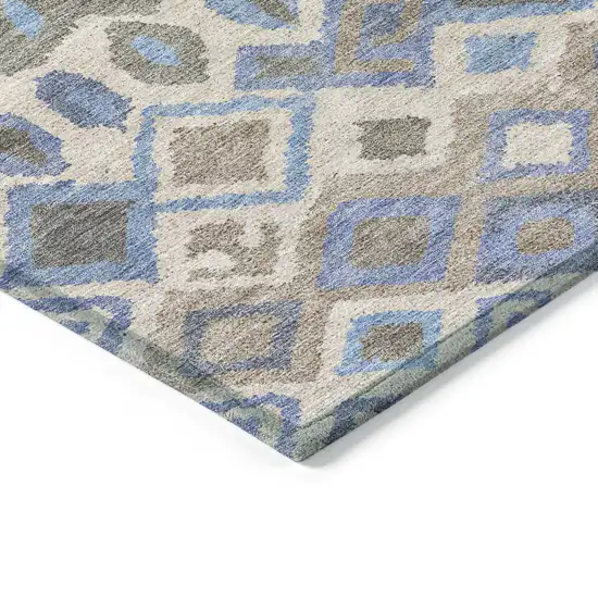 Denim Blue Gray And Ivory Geometric Washable Indoor Outdoor Area Rug Photo 6