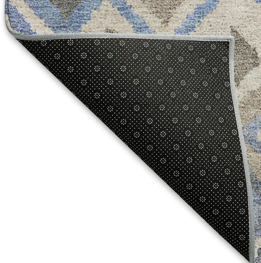 Denim Blue Gray And Ivory Geometric Washable Indoor Outdoor Area Rug Photo 5
