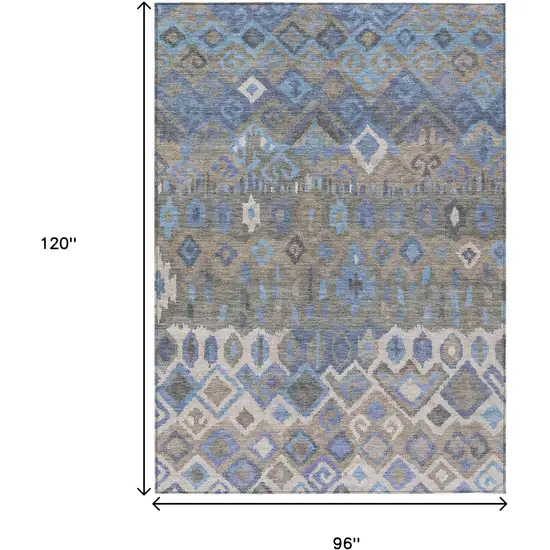 Denim Blue Gray And Ivory Geometric Washable Indoor Outdoor Area Rug Photo 3