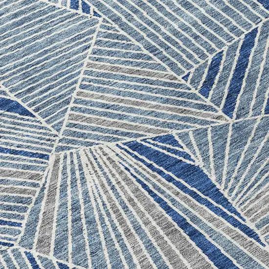 Denim Blue Gray And Ivory Geometric Washable Indoor Outdoor Area Rug Photo 6