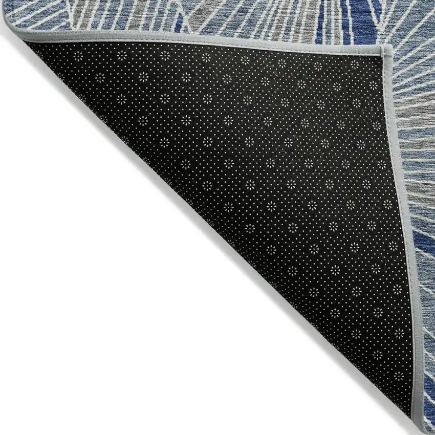 Denim Blue Gray And Ivory Geometric Washable Indoor Outdoor Area Rug Photo 4