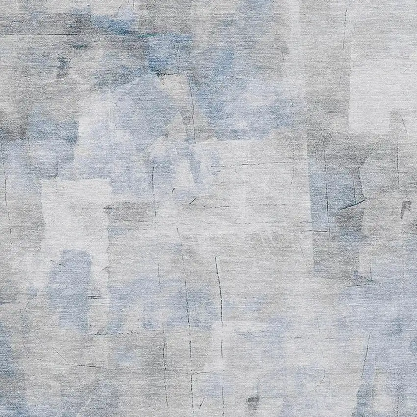 Denim Blue Gray And Silver Abstract Washable Area Rug With UV Protection Photo 2