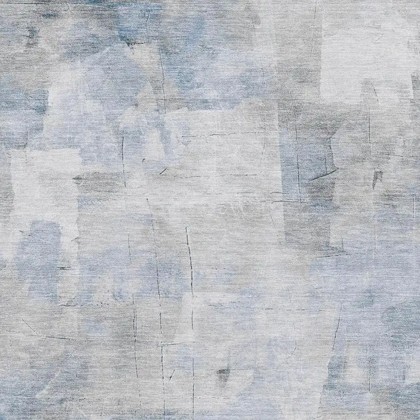Denim Blue Gray And Silver Abstract Washable Area Rug With UV Protection Photo 2