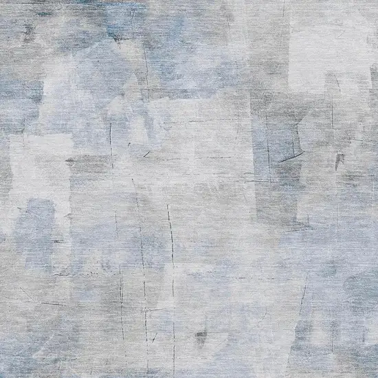 Denim Blue Gray And Silver Abstract Washable Area Rug With UV Protection Photo 2