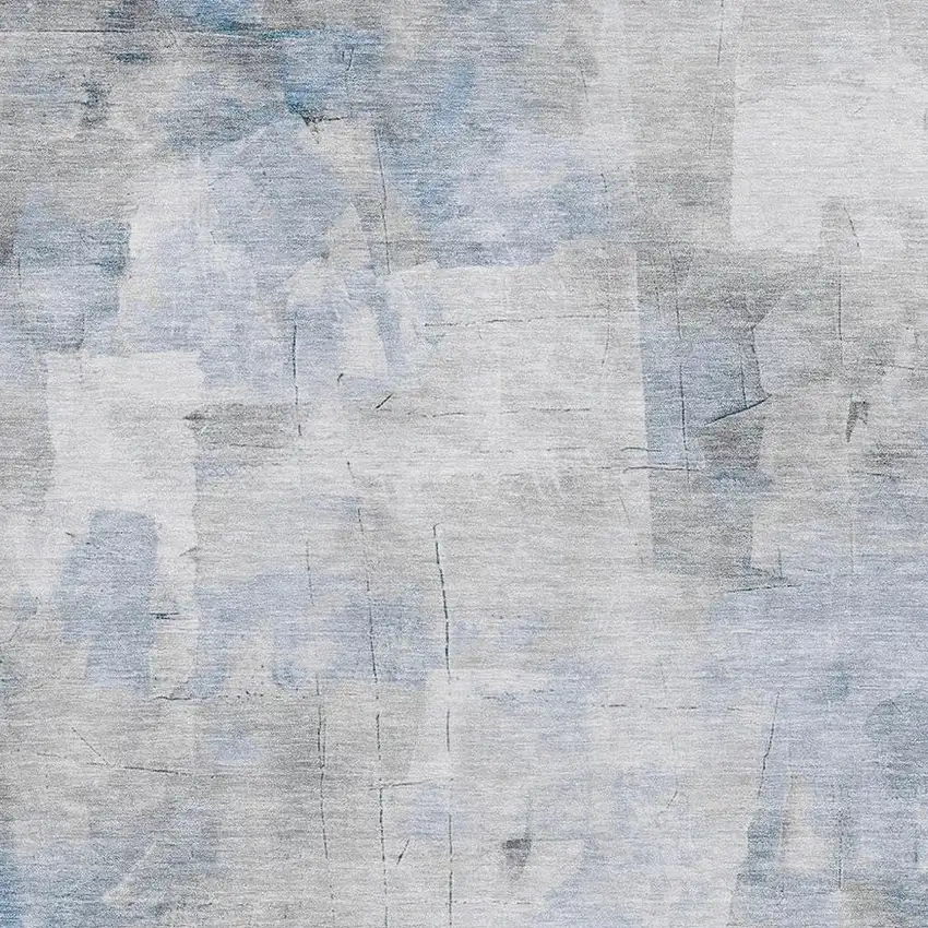 Denim Blue Gray And Silver Abstract Washable Area Rug With UV Protection Photo 2