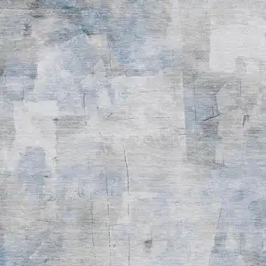 Photo of Denim Blue Gray And Silver Abstract Washable Area Rug With UV Protection