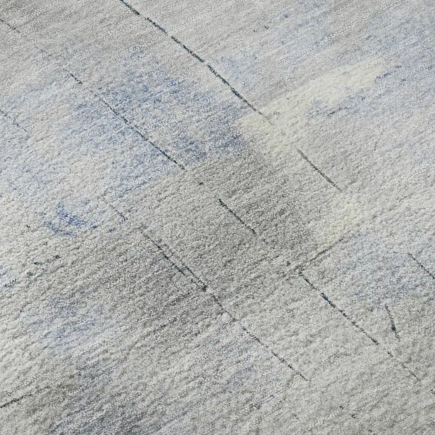 Denim Blue Gray And Silver Abstract Washable Area Rug With UV Protection Photo 9