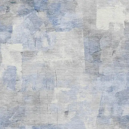 Denim Blue Gray And Silver Abstract Washable Area Rug With UV Protection Photo 2