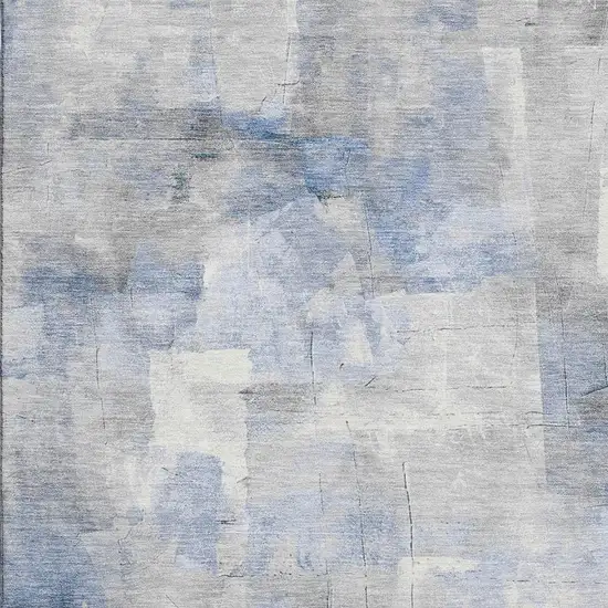 Denim Blue Gray And Silver Abstract Washable Area Rug With UV Protection Photo 2