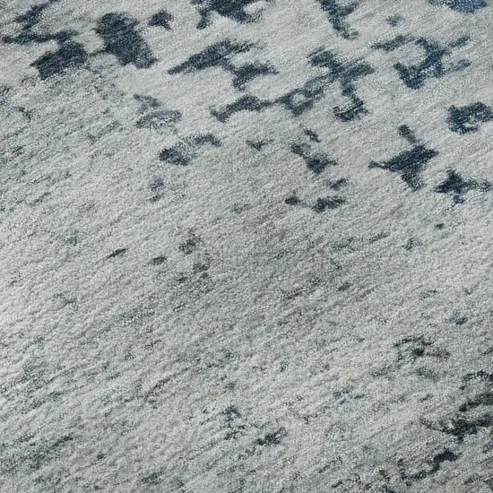 Denim Blue Gray And Sky Blue Abstract Washable Area Rug With UV Protection Photo 9