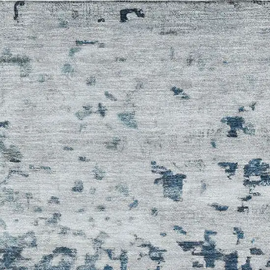 Denim Blue Gray And Sky Blue Abstract Washable Area Rug With UV Protection Photo 2