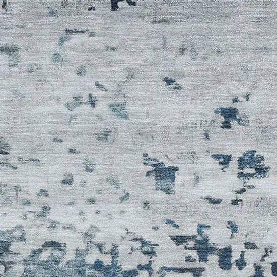 Denim Blue Gray And Sky Blue Abstract Washable Area Rug With UV Protection Photo 2