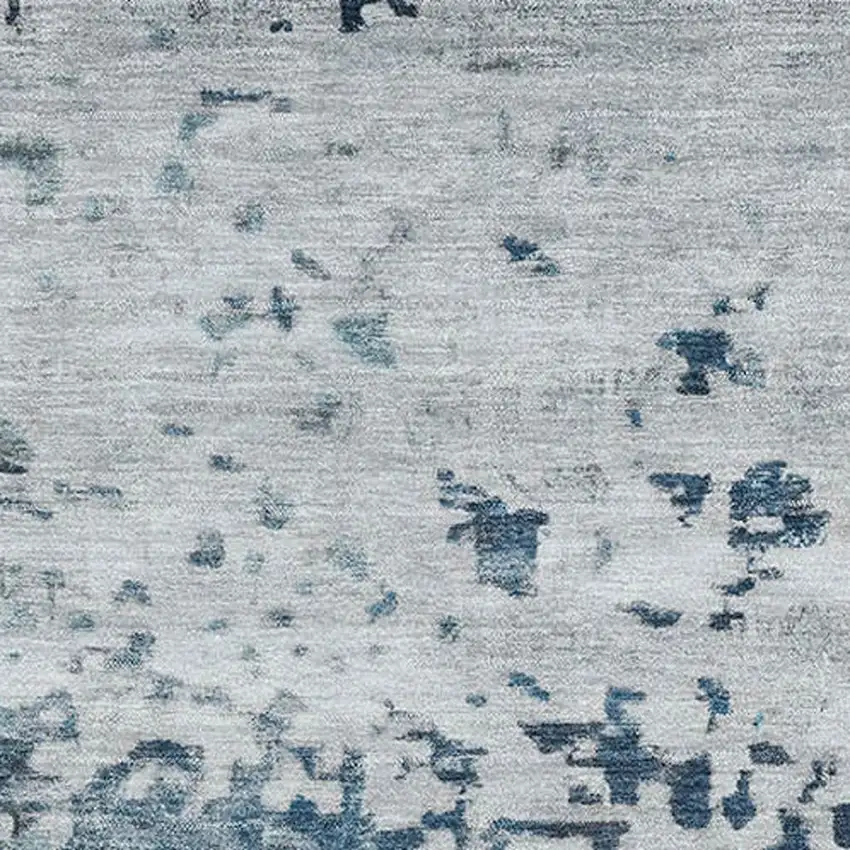 Denim Blue Gray And Sky Blue Abstract Washable Area Rug With UV Protection Photo 2