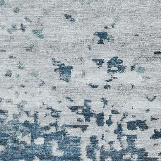 Denim Blue Gray And Sky Blue Abstract Washable Area Rug With UV Protection Photo 2