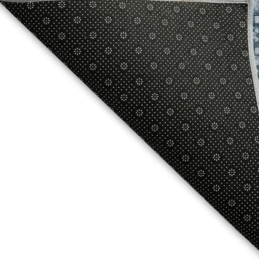 Denim Blue Gray And Sky Blue Striped Washable Area Rug With UV Protection Photo 3