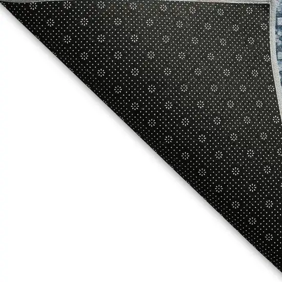 Denim Blue Gray And Sky Blue Striped Washable Area Rug With UV Protection Photo 3