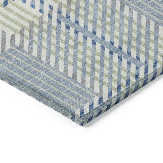 Denim Blue Green And Ivory Plaid Washable Indoor Outdoor Area Rug Photo 4