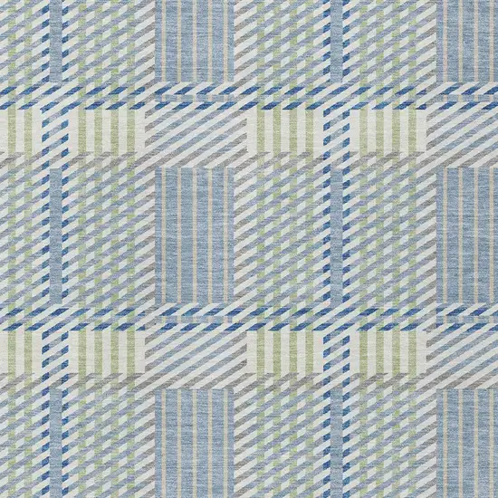 Denim Blue Green And Ivory Plaid Washable Indoor Outdoor Area Rug Photo 5