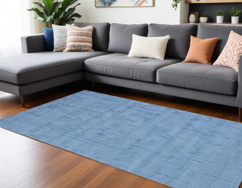 Denim Blue Hand Loomed Area Rug Photo 1
