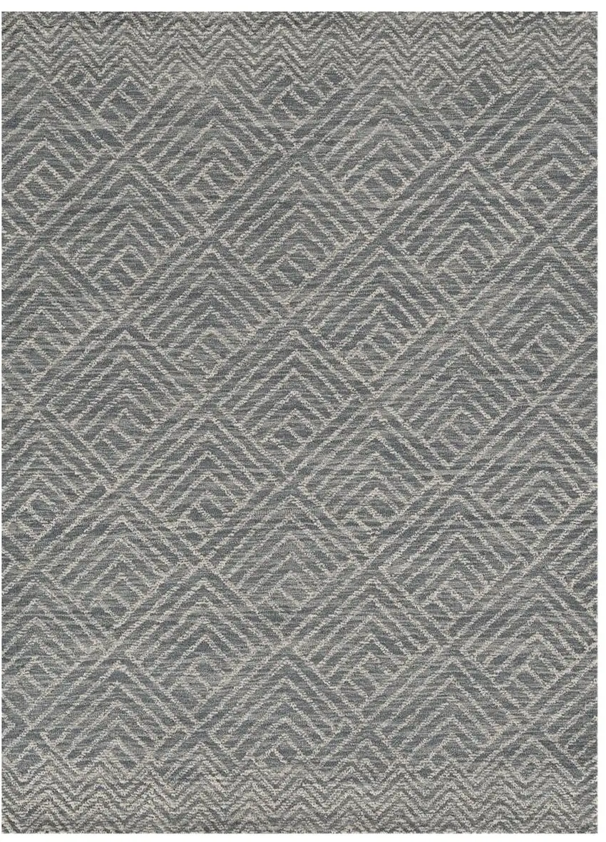 Denim Blue Hand Tufted Space Dyed Geometric Indoor Area Rug Photo 2