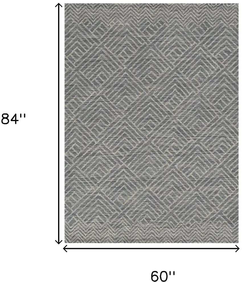 Denim Blue Hand Tufted Space Dyed Geometric Indoor Area Rug Photo 3