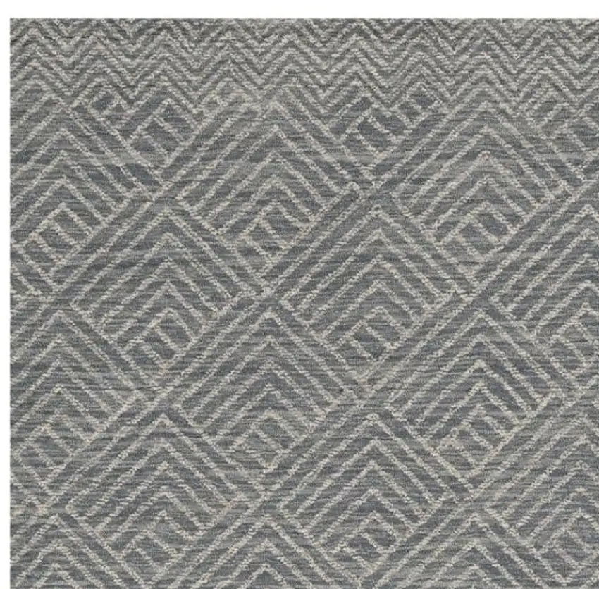 Denim Blue And Gray Wool Geometric Hand Tufted Area Rug Photo 4