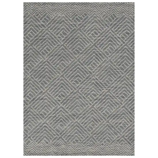 Denim Blue And Gray Wool Geometric Hand Tufted Area Rug Photo 2