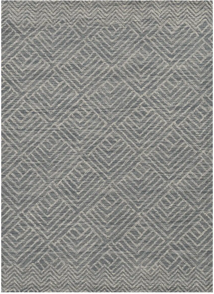 Denim Blue And Gray Wool Geometric Hand Tufted Area Rug Photo 1