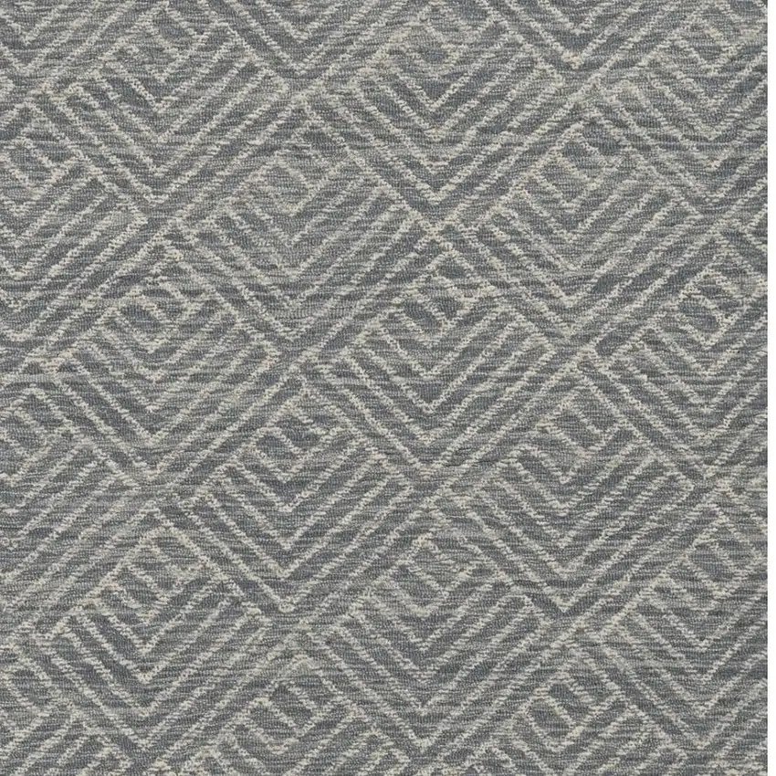 Denim Blue And Gray Wool Geometric Hand Tufted Area Rug Photo 3