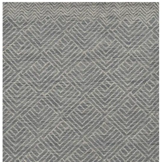 Denim Blue And Gray Wool Geometric Hand Tufted Area Rug Photo 4