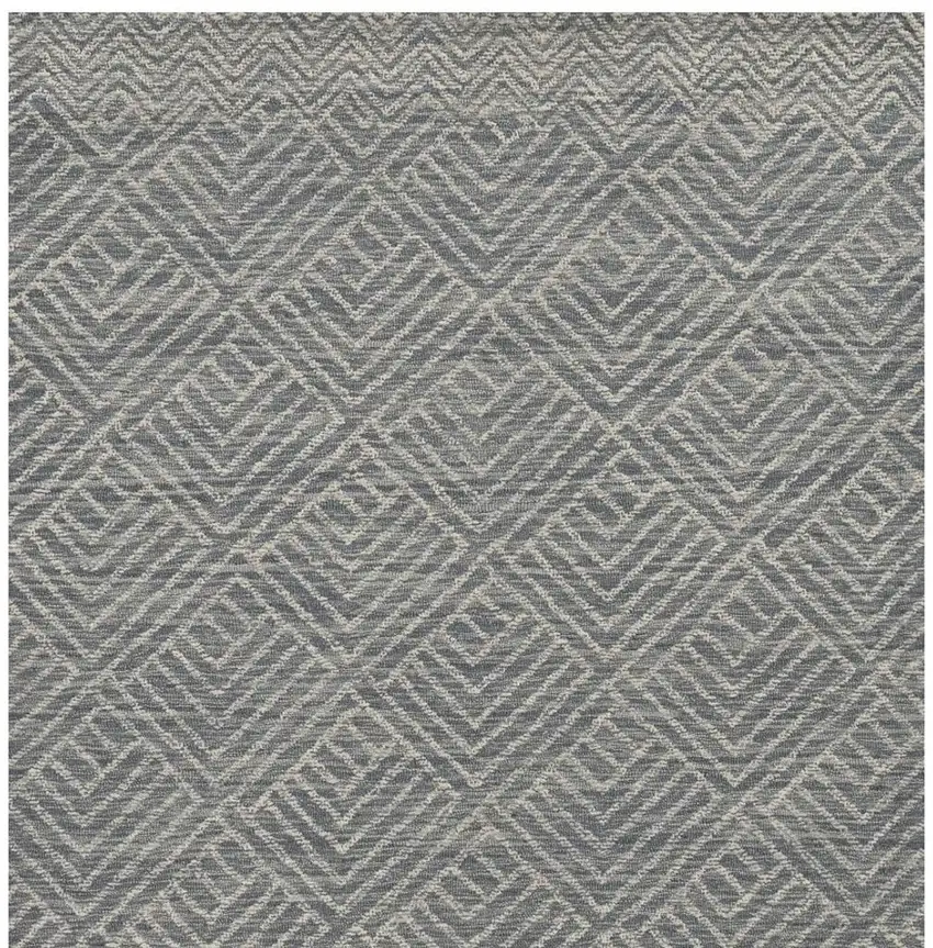 Denim Blue And Gray Wool Geometric Hand Tufted Area Rug Photo 4