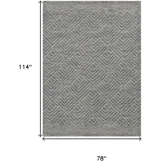 Denim Blue And Gray Wool Geometric Hand Tufted Area Rug Photo 8