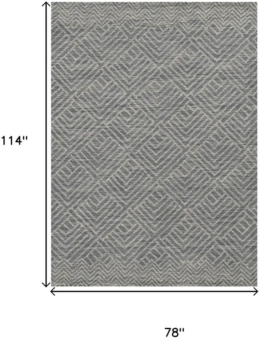 Denim Blue And Gray Wool Geometric Hand Tufted Area Rug Photo 8