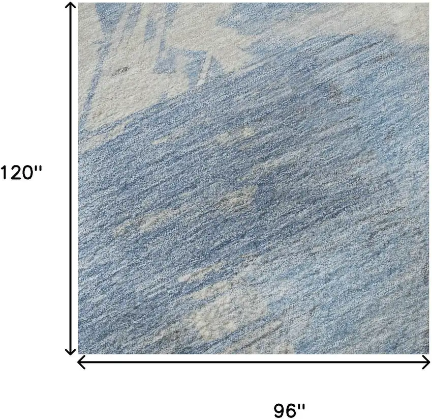 Denim Blue Ivory And Beige Abstract Washable Area Rug With UV Protection Photo 9