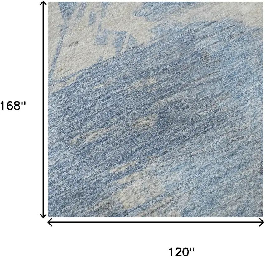 Denim Blue Ivory And Beige Abstract Washable Area Rug With UV Protection Photo 9