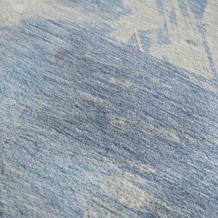 Denim Blue Ivory And Beige Abstract Washable Area Rug With UV Protection Photo 2