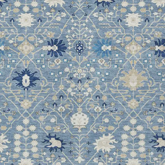 Denim Blue Ivory And Beige Oriental Washable Indoor Outdoor Area Rug Photo 6