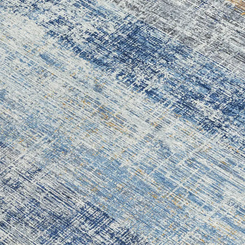 Denim Blue Ivory And Beige Striped Washable Indoor Outdoor Area Rug Photo 3