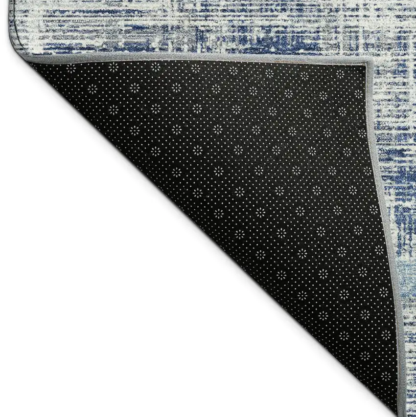 Denim Blue Ivory And Beige Striped Washable Indoor Outdoor Area Rug Photo 8