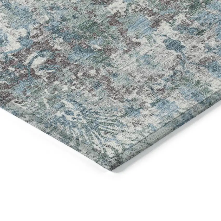 Denim Blue Ivory And Gray Abstract Washable Indoor Outdoor Area Rug Photo 5