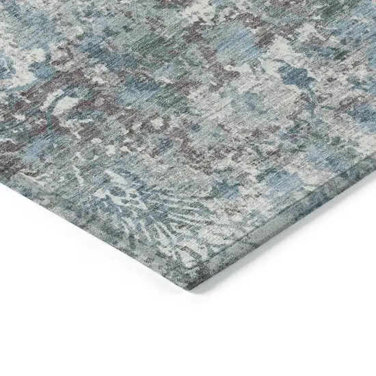 Denim Blue Ivory And Gray Abstract Washable Indoor Outdoor Area Rug Photo 6