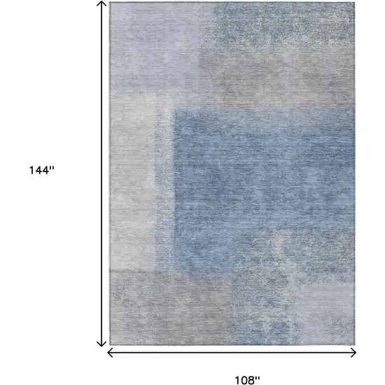 Denim Blue Ivory And Gray Abstract Washable Indoor Outdoor Area Rug Photo 3