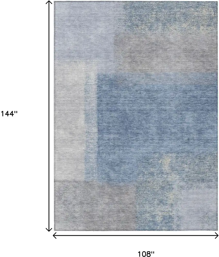 Denim Blue Ivory And Gray Abstract Washable Indoor Outdoor Area Rug Photo 3