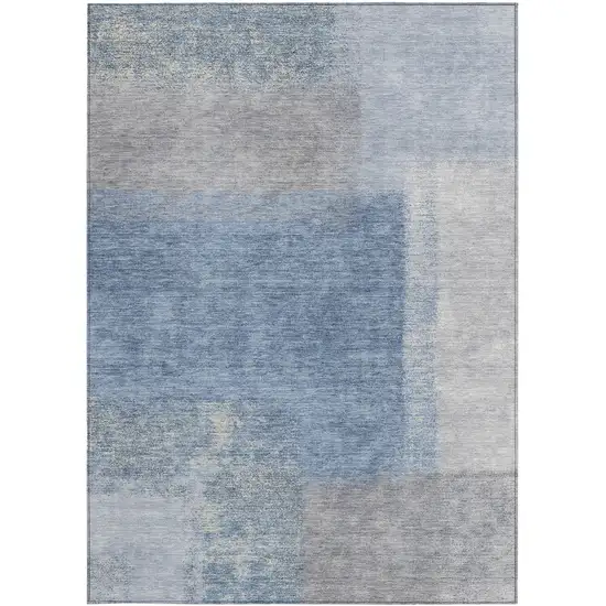 Denim Blue Ivory And Gray Abstract Washable Indoor Outdoor Area Rug Photo 5