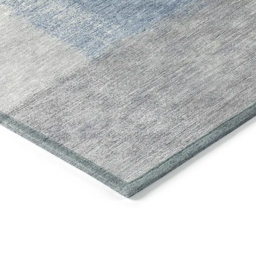 Denim Blue Ivory And Gray Abstract Washable Indoor Outdoor Area Rug Photo 6