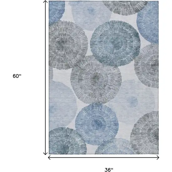 Denim Blue Ivory And Gray Abstract Washable Indoor Outdoor Area Rug Photo 3