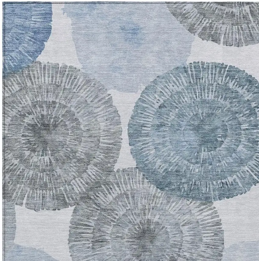 Denim Blue Ivory And Gray Abstract Washable Indoor Outdoor Area Rug Photo 4