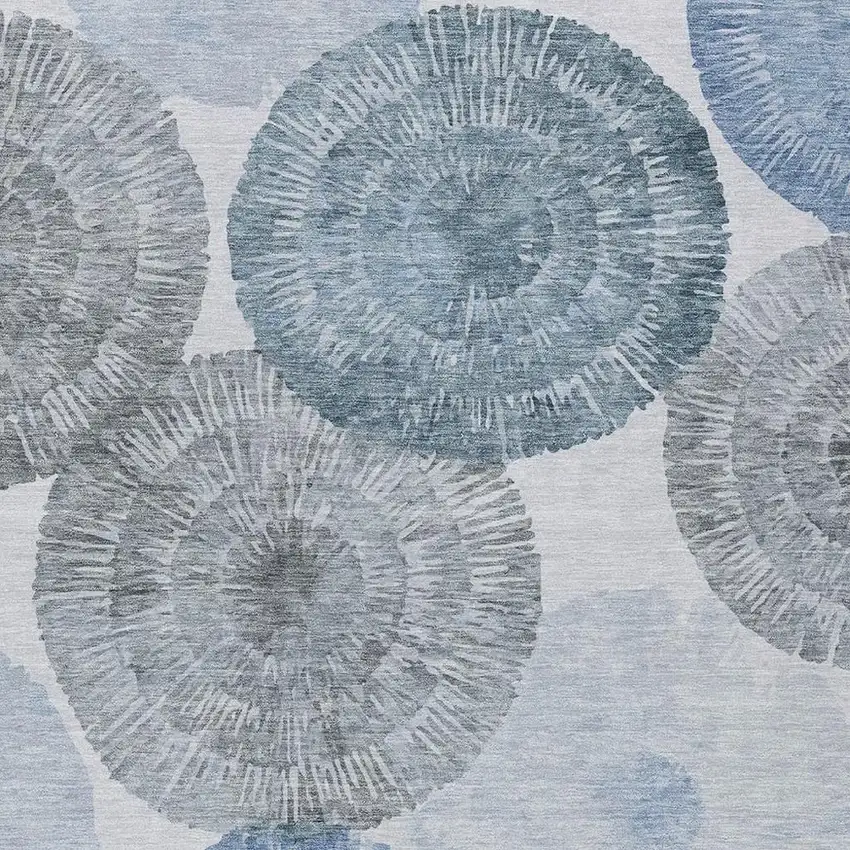 Denim Blue Ivory And Gray Abstract Washable Indoor Outdoor Area Rug Photo 8