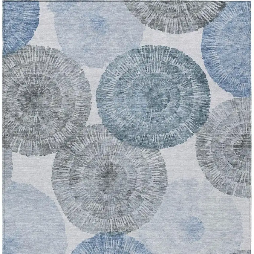 Denim Blue Ivory And Gray Abstract Washable Indoor Outdoor Area Rug Photo 4